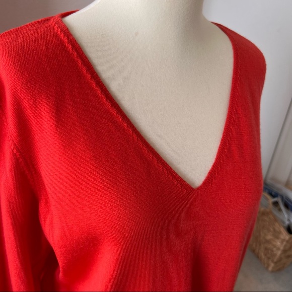 Eileen Fisher Deep Orange Merino Wool Tunic Sweater- Size Large - Picture 4 of 7